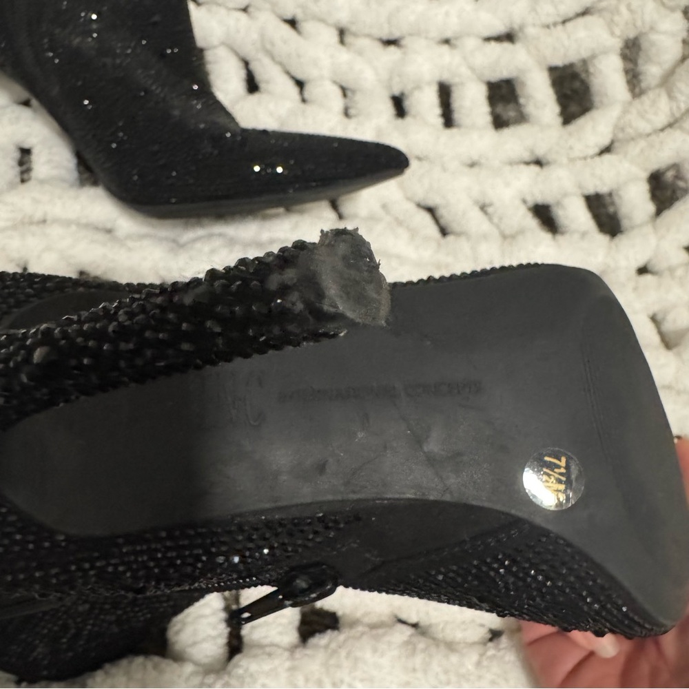 INC International Concepts Black Heeled Boots with Sparkly Finish - Picture 8 of 8